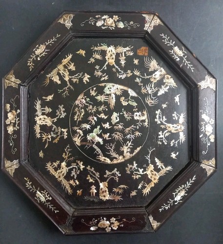 Ancien plateau marqueterie - plateau,