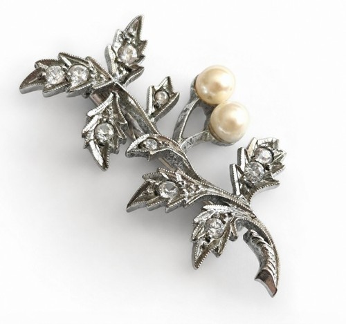 Broche argent massif perles - broche,